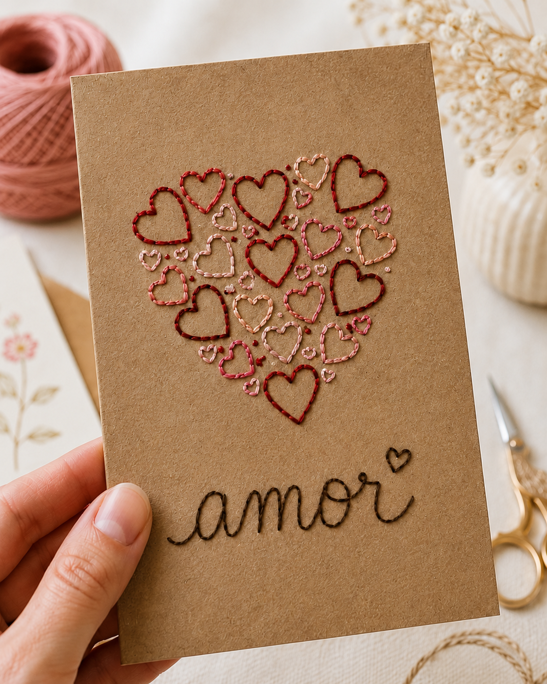 Tarjetas bordadas de Amor