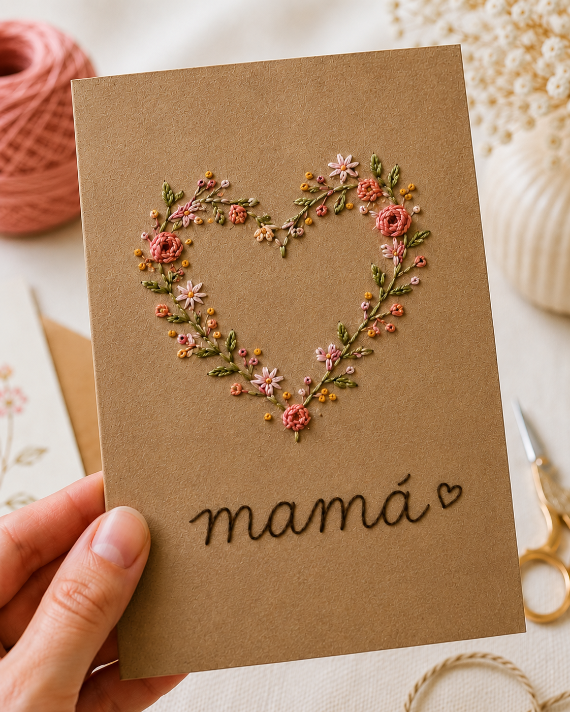Tarjetas bordadas para Mamás